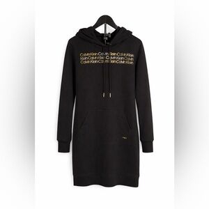 Calvin Klein Black Garment with Gold and Silver Logo
Dress with hood
